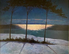 «Sandhamn, cerca de Estocolmo», paisaje sueco al atardecer, óleo sobre lienzo
