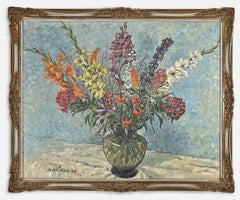Stillleben mit Blumenvase – Ölgemälde von Artur Murle – 1946