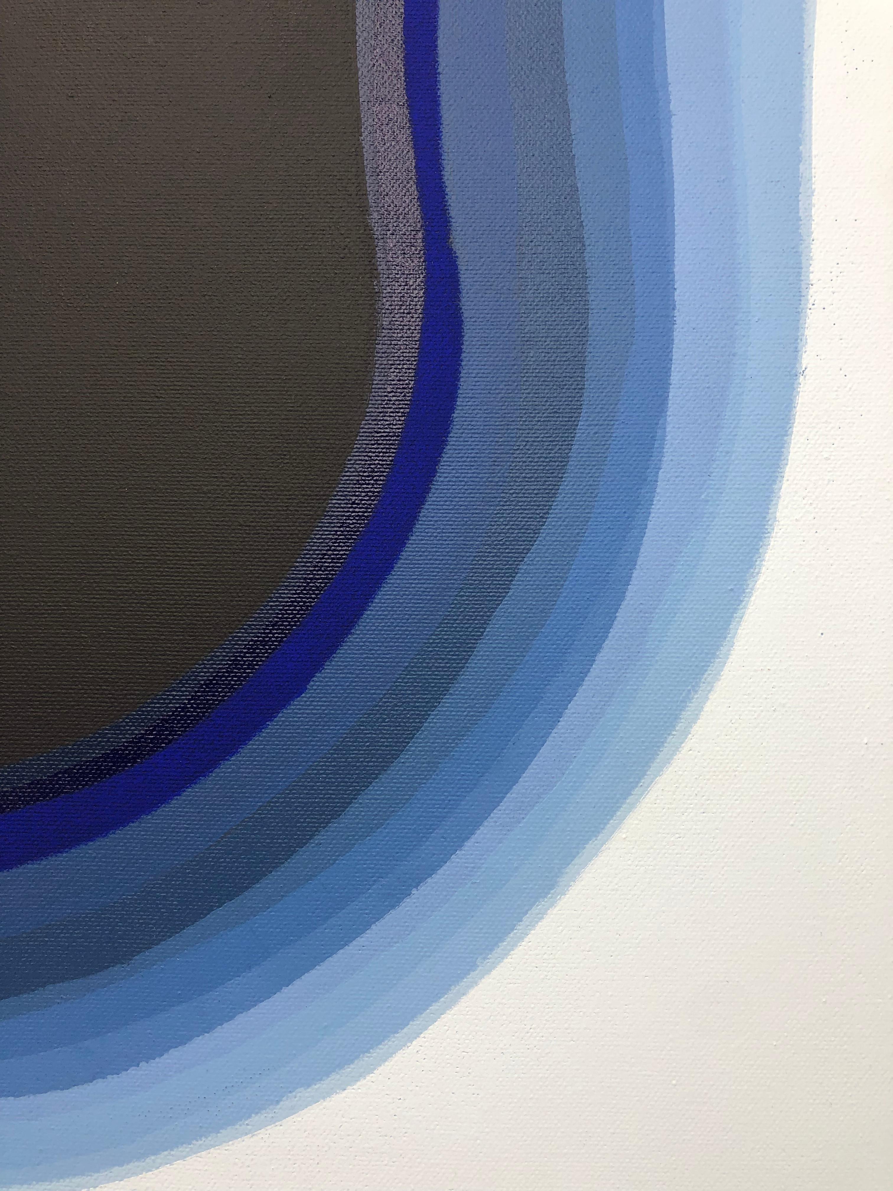 Absorption - Black, blue and white biomorphic abstract painting For Sale 2