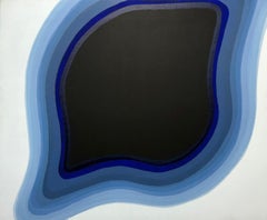 Absorption - Black, blue and white biomorphic abstract painting