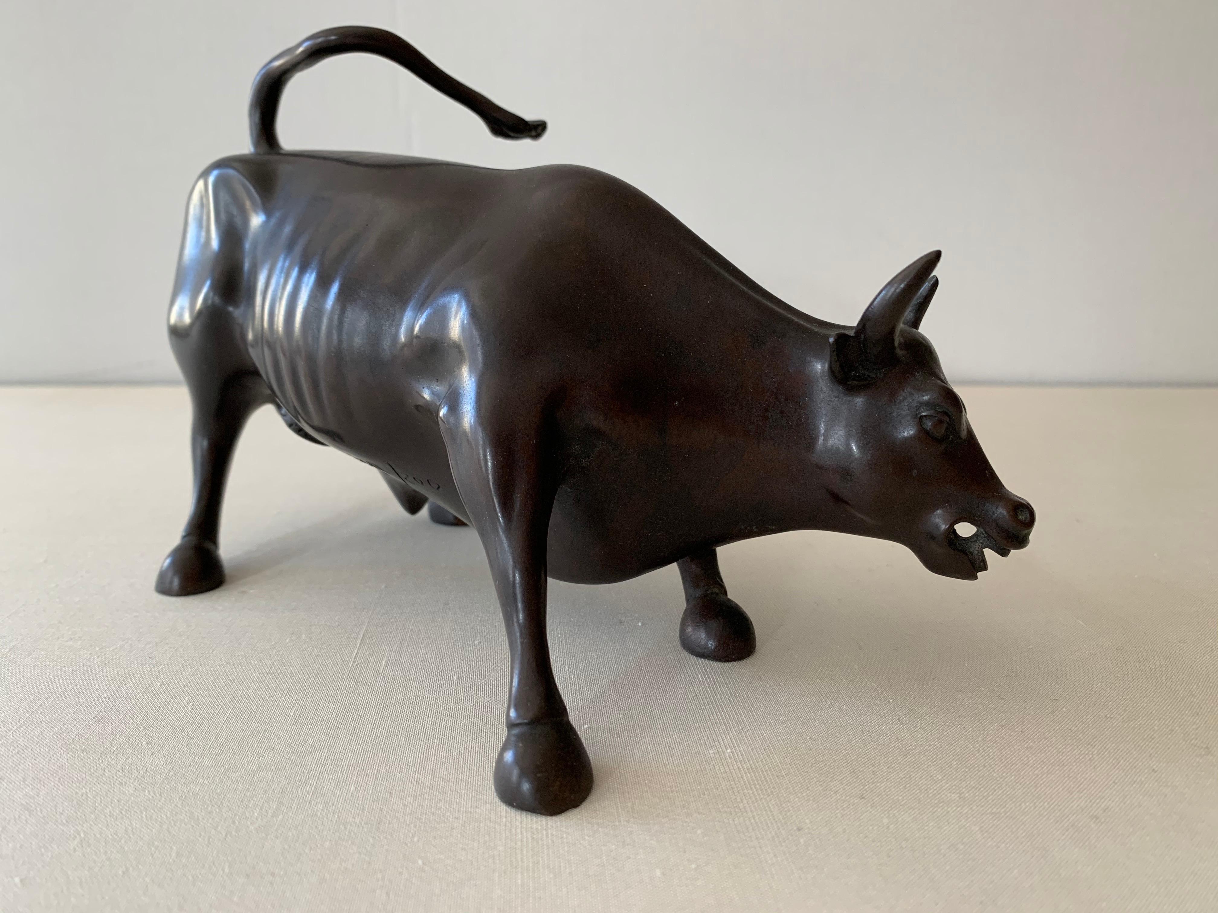 Wall Street Bulls Bronze Sculptures (Set of 3) - Gold Figurative Sculpture by Arturo Di Modica