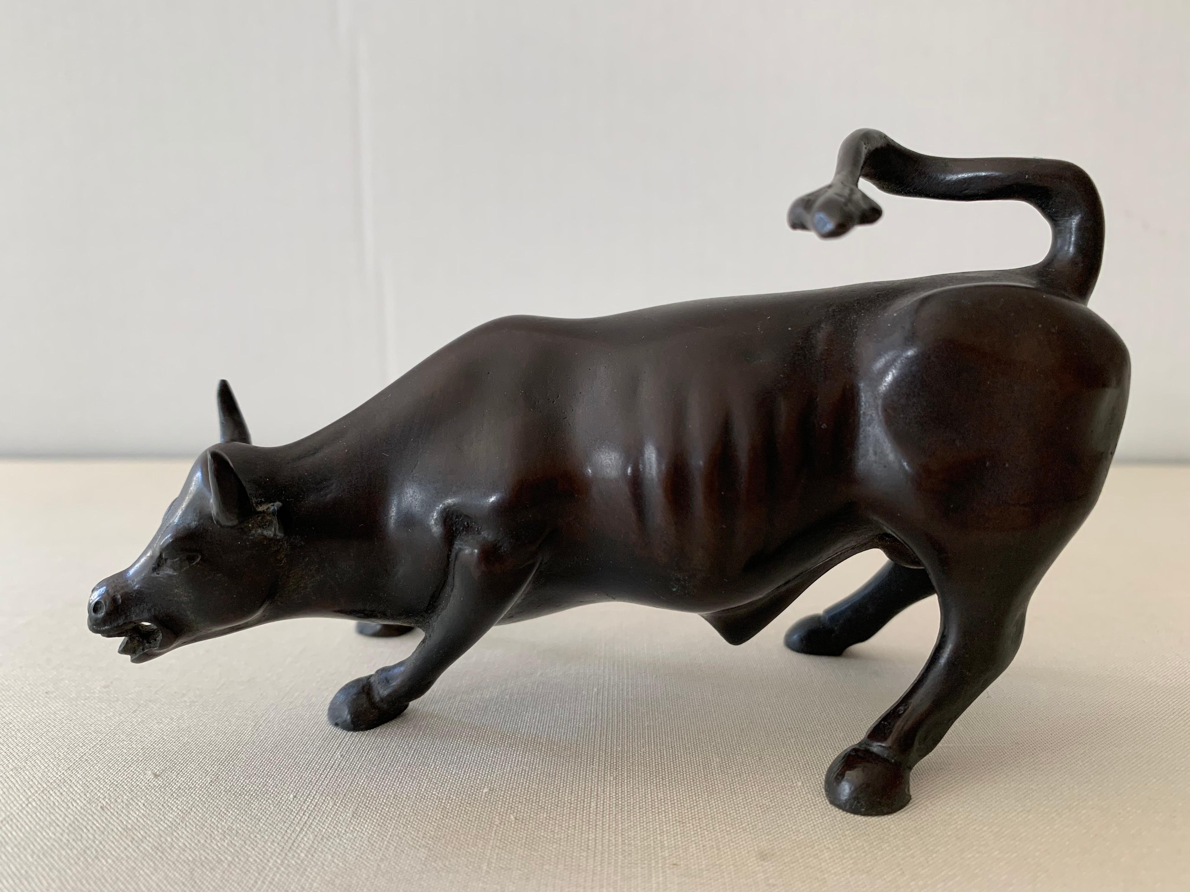 Wall Street Bulls Bronze Sculptures (Set of 3) For Sale 1