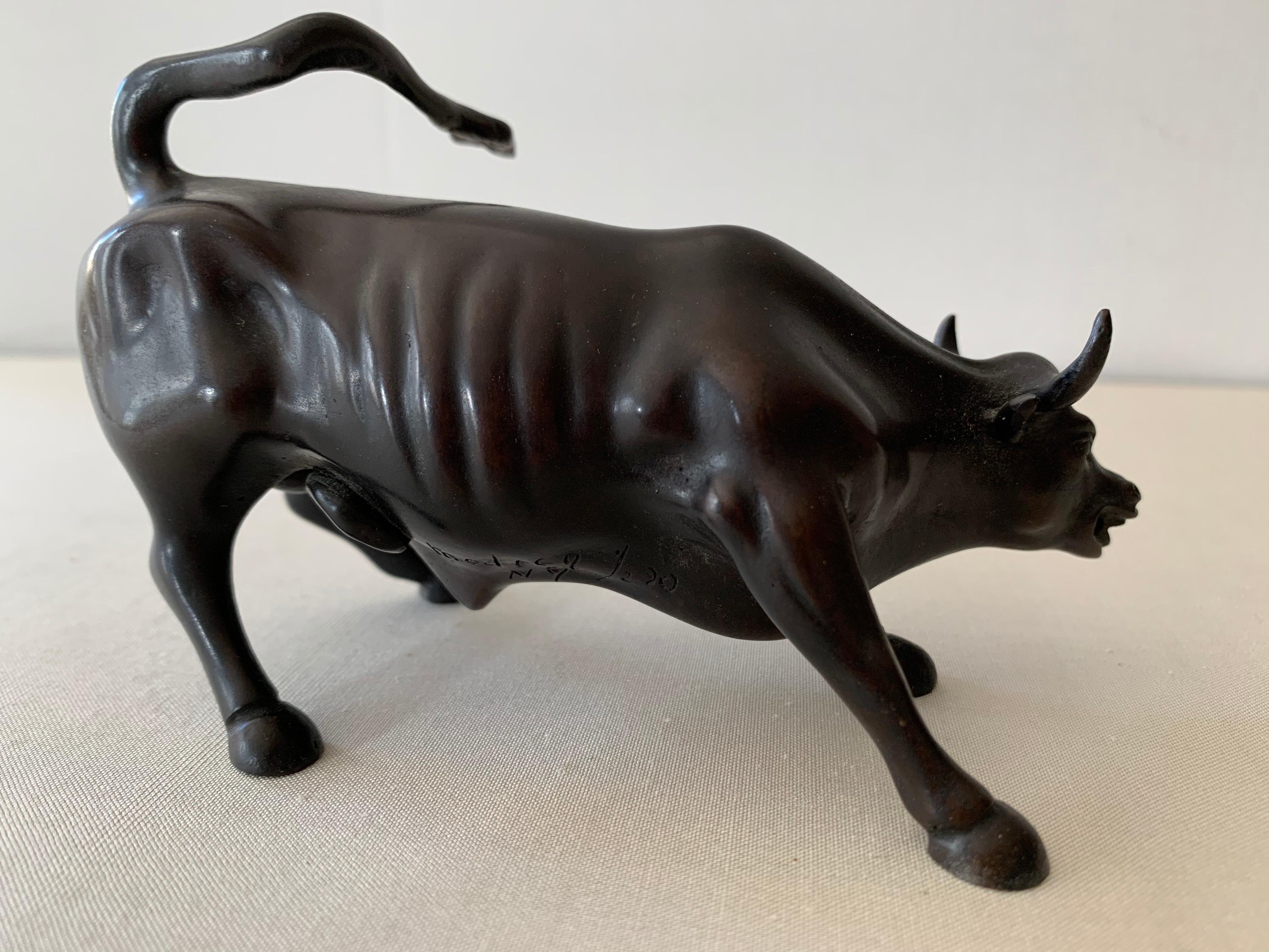 Wall Street Bulls Bronze Sculptures (Set of 3) For Sale 2