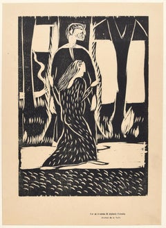 Per un Dramma di Alpinolo Porcella- Woodcut by A. Martini - Early 20th Century