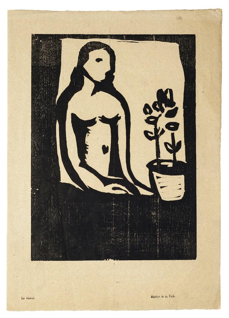 Serena – Holzschnittdruck von Arturo Martini – 20. Jahrhundert