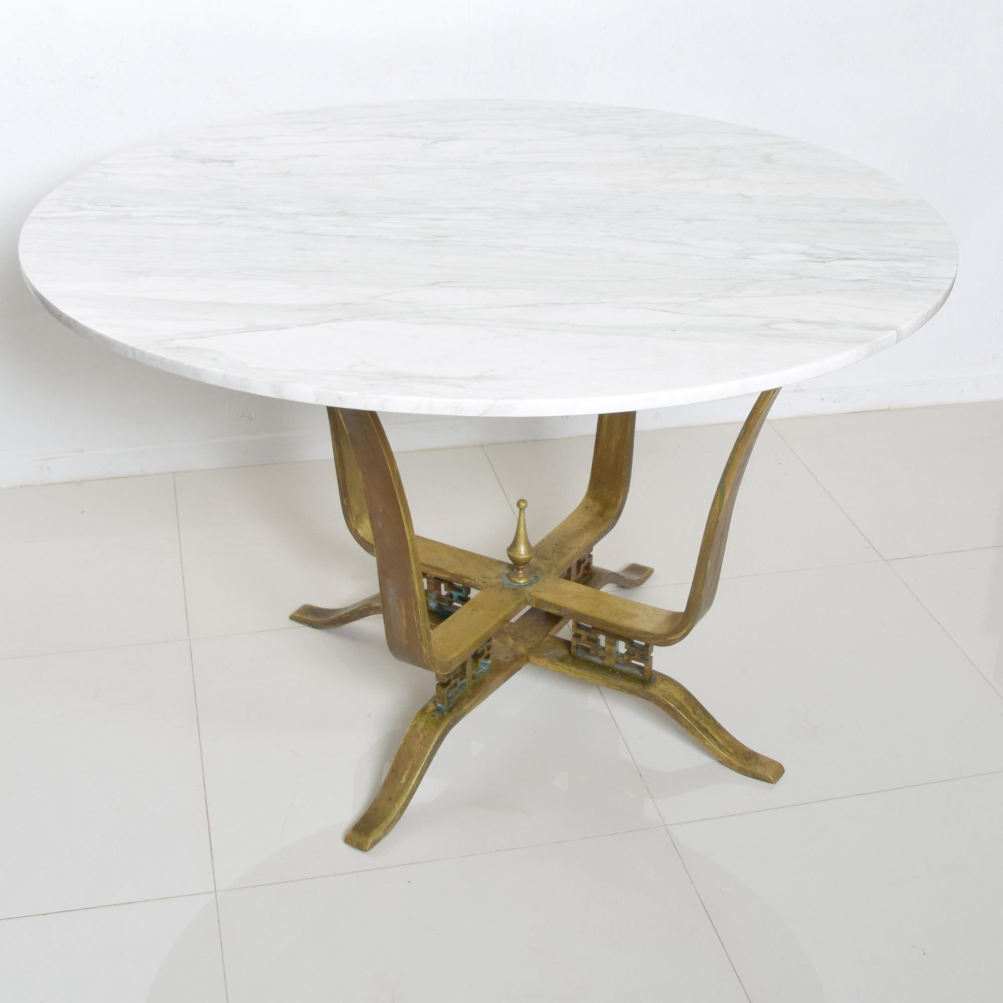 Arturo Pani Alluring Dining Table White Marble with Bronze Modern Mexico 1950s 4