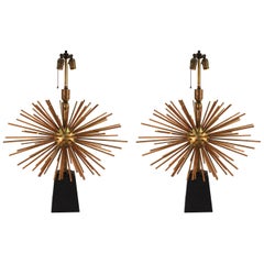 Arturo Pani Attributed Mexican Mid-Century Modern Starburst Table Lamps