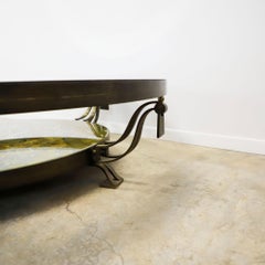 Arturo Pani Brass and Glass Circular Table with Antiqued Mirror Shelf
