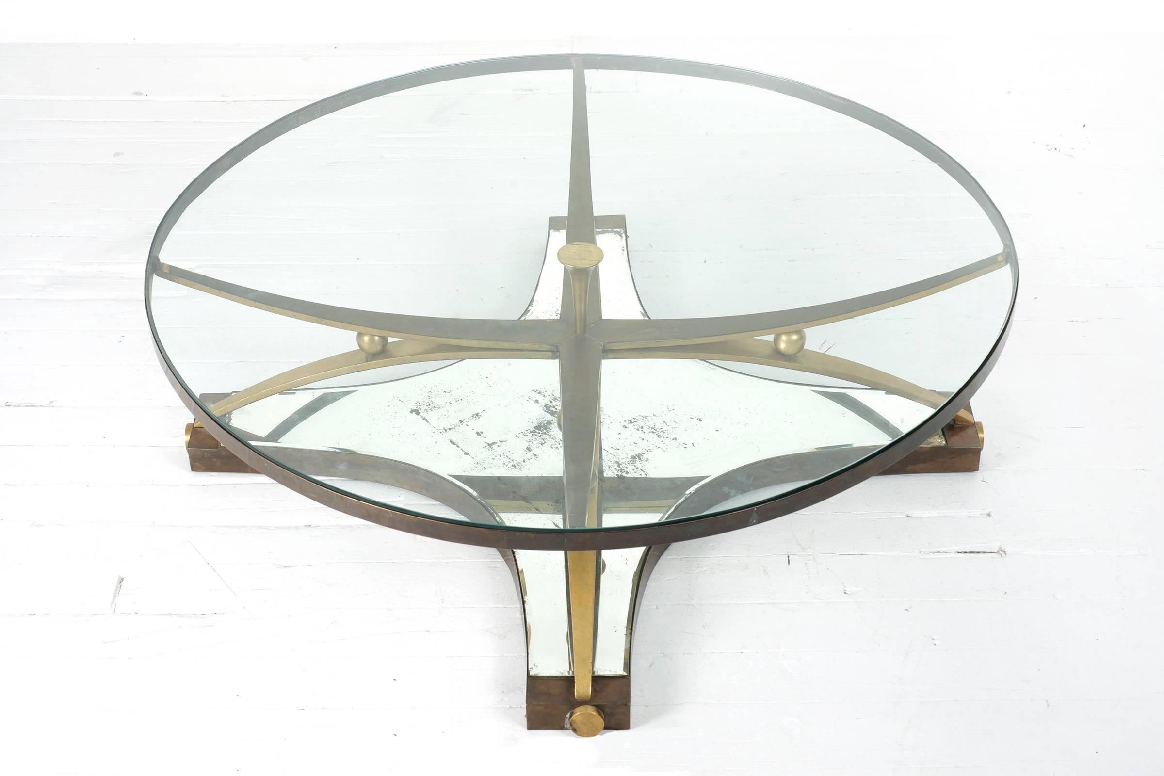 Mexican Arturo Pani Brass and Glass Coffee Table