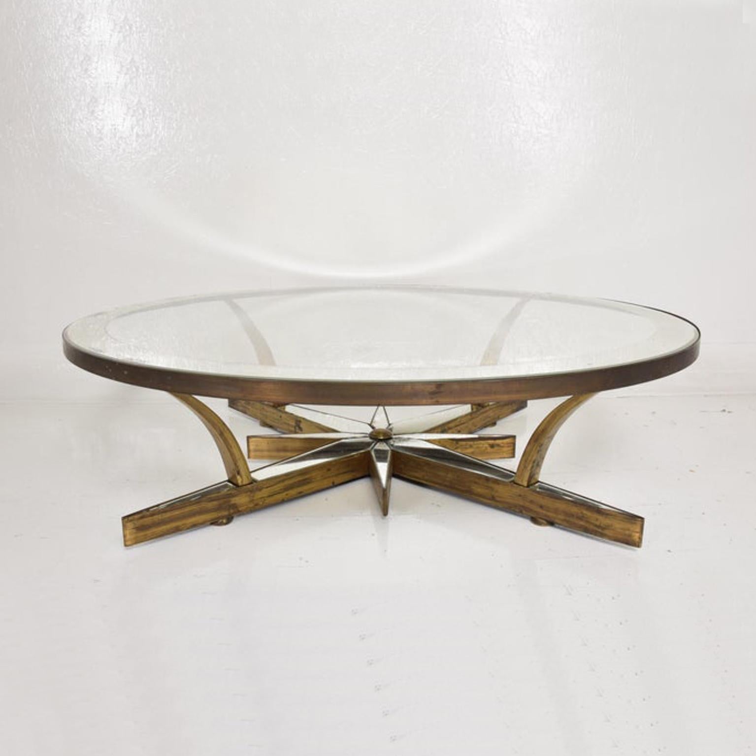 Mid-Century Modern Arturo Pani Center STAR Glass Cocktail Coffee Table in Brass Modern 1950s Mexico