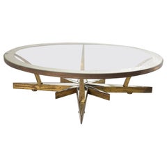 arturo pani table Arturo Pani Center STAR Glass Cocktail Coffee Table in Brass Modern 1950s Mexico