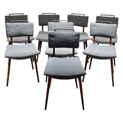 1960s Arturo Pani Custom Dining Chairs Set Eight Mahogany Bronze Mexico City