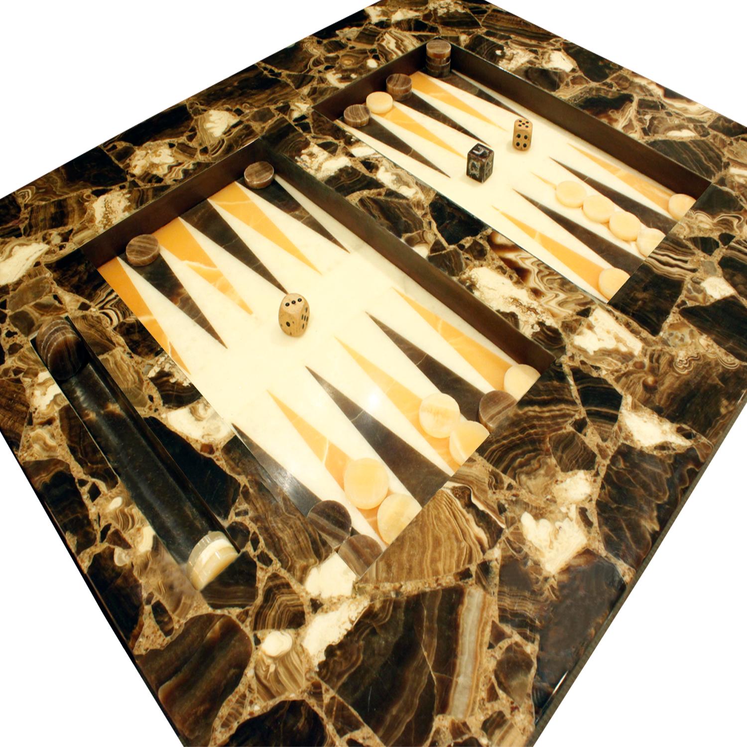 Mexican Arturo Pani Exceptional Backgammon Table in Onyx, 1960s