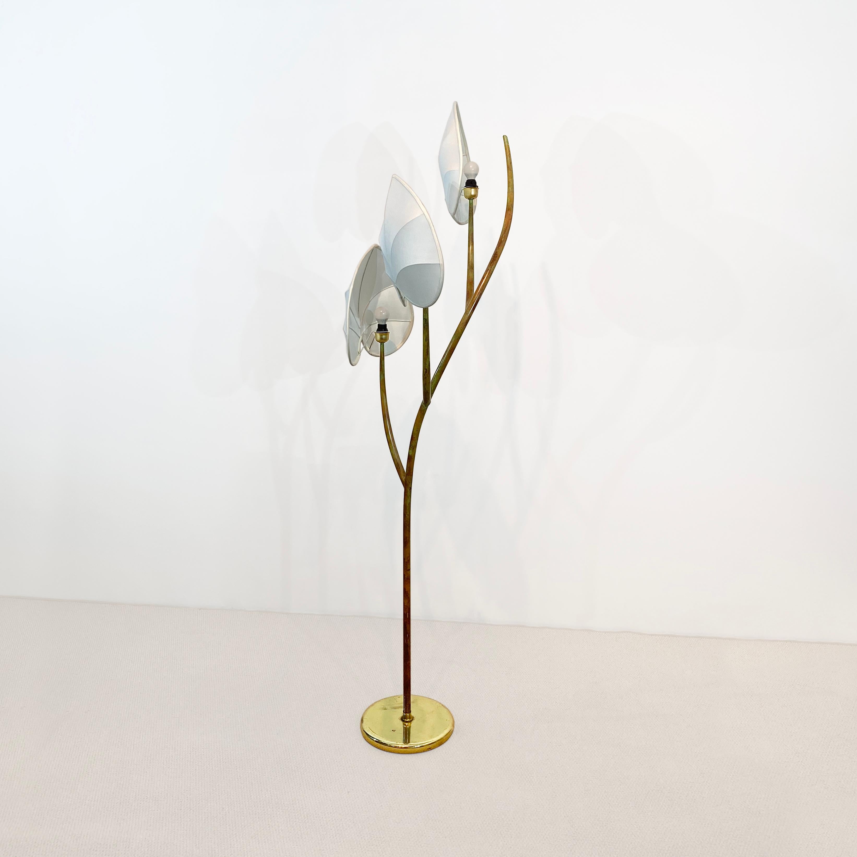 Arturo Pani Stehlampe 1970er Jahre Messing Verdigris Vintage Palme Hollywood Regency im Angebot 6