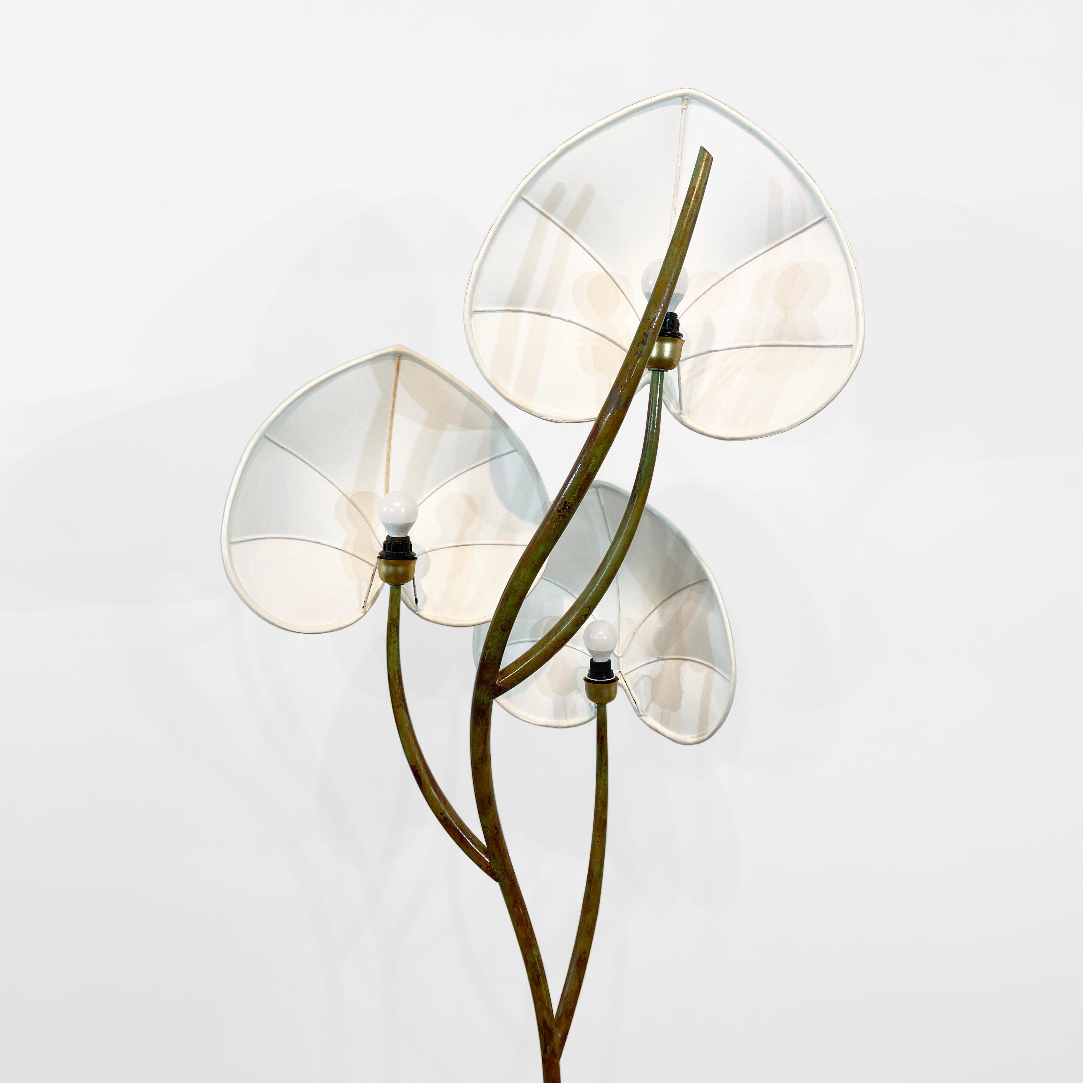 Arturo Pani Stehlampe 1970er Jahre Messing Verdigris Vintage Palme Hollywood Regency im Angebot 7