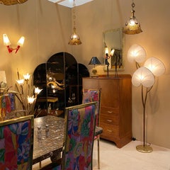 Arturo Pani Lámpara de pie 1970s Latón Verdigris Vintage Palm Tree Hollywood Regency