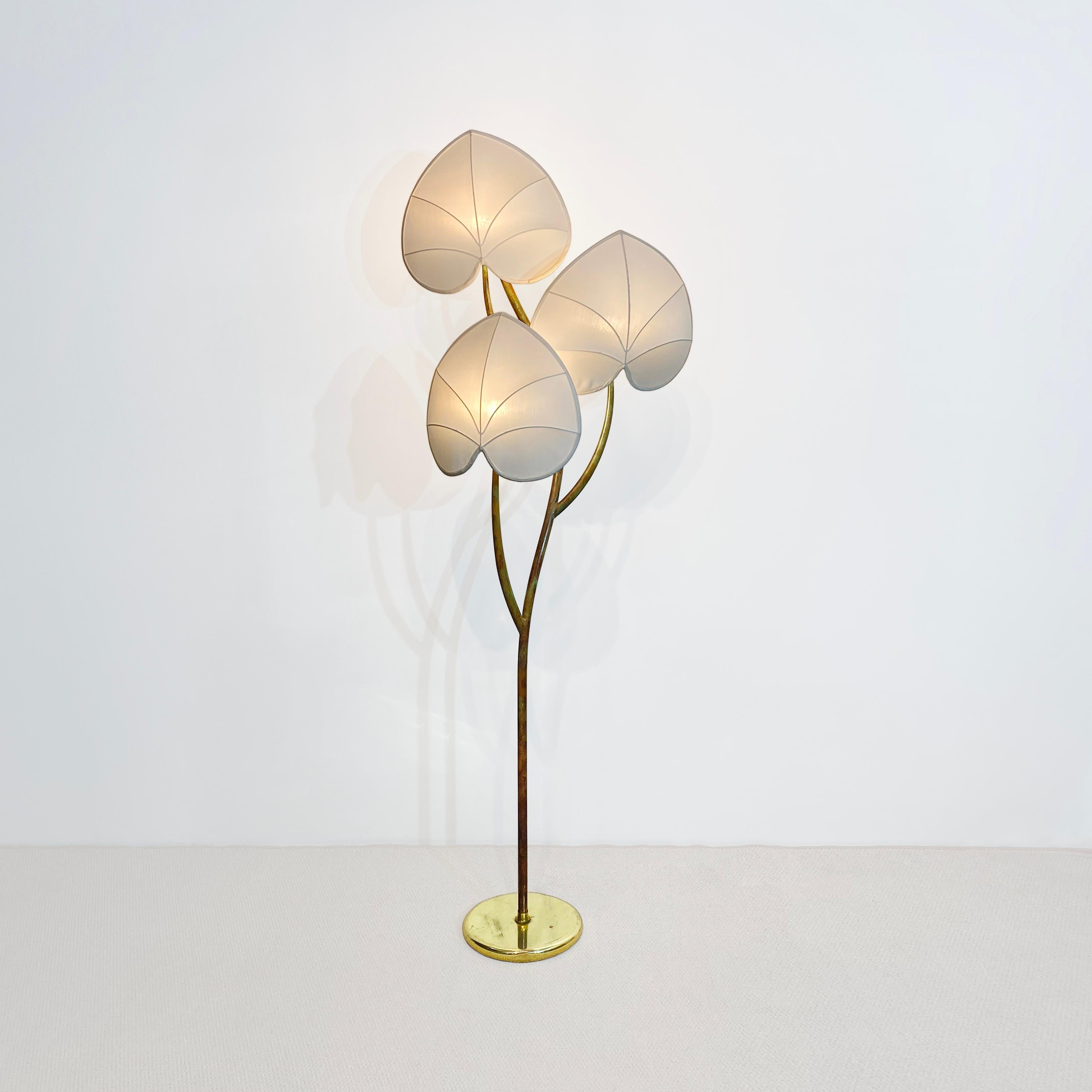 Arturo Pani Stehlampe 1970er Jahre Messing Verdigris Vintage Palme Hollywood Regency (Beschichtet) im Angebot