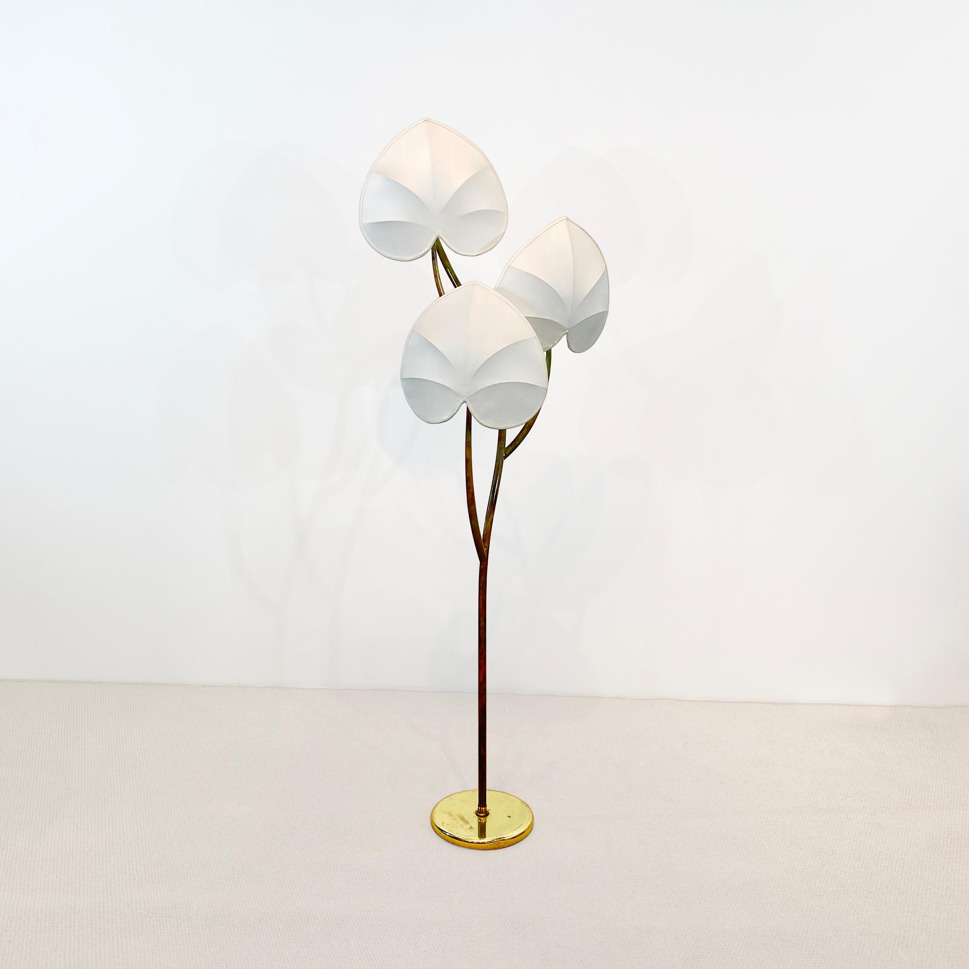 Arturo Pani Stehlampe 1970er Jahre Messing Verdigris Vintage Palme Hollywood Regency (Ende des 20. Jahrhunderts) im Angebot