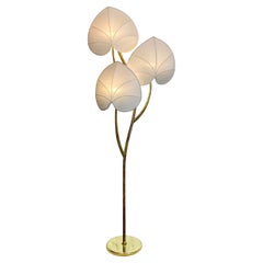Lampadaire Arturo Pani des années 1970, laiton vert-de-gris, palmier vintage Hollywood Regency