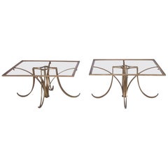 Arturo Pani Graceful Modernism Solid Brass Side Tables 1950s Mexico