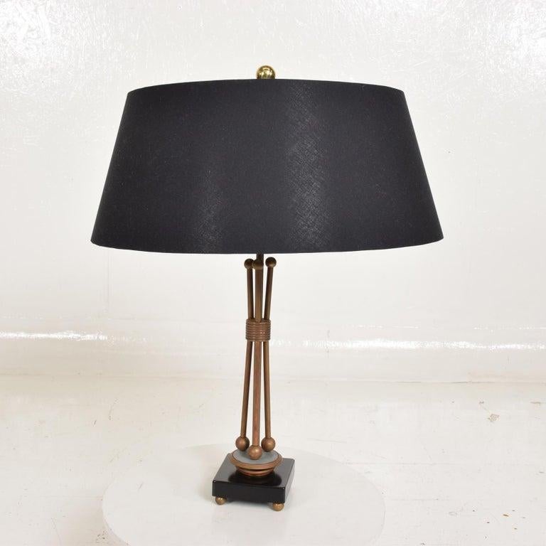 AMBIANIC presents
Arturo Pani refined elegance Modern Brass Table Lamp Mexico 1960s
Unmarked attributed to Arturo Pani.
Constructed in brass aluminum painted in black.
Original Vintage Preowned Condition restored & rewired.
No lampshade is