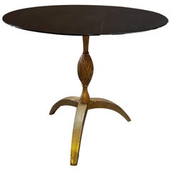 Arturo Pani Mexican MCM Gilded Iron Dining Table with Black Marble Top