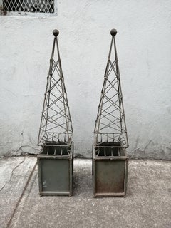 Arturo Pani Mexican Mid-Century Modern Pair of Iron Obelisks