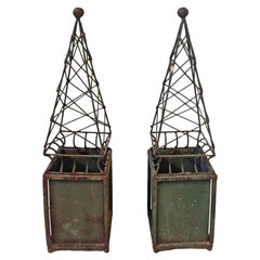 Vintage Arturo Pani Mexican Mid-Century Modern Pair of Iron Obelisks