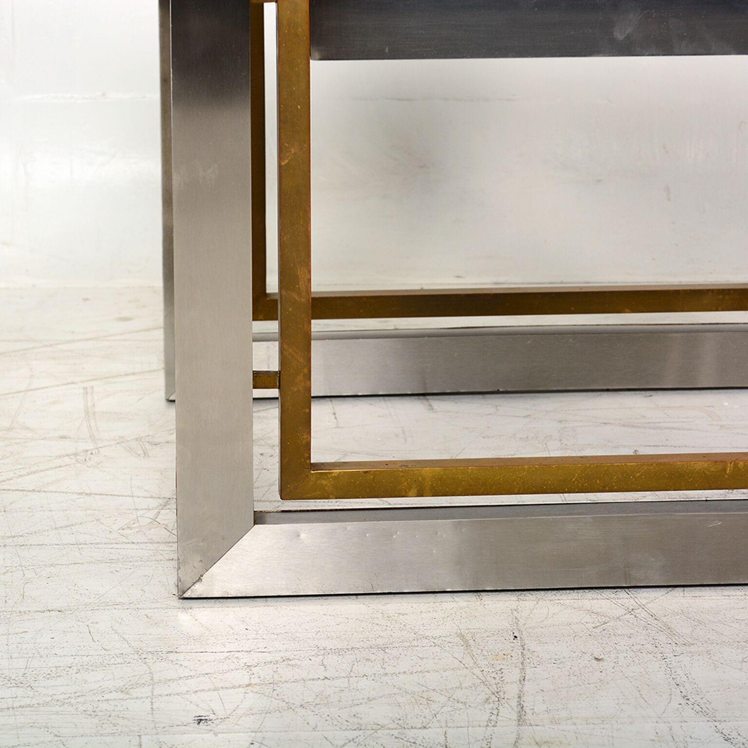1960s Arturo Pani Cube Side Tables Stainless Steel & Brass Mexico In Good Condition In Chula Vista, CA