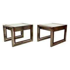 1960s Arturo Pani Cube Side Tables Stainless Steel & Brass Mexico