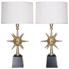 Arturo Pani Mid-Century Modern Sputnik Table Lamps in Brushed Bronze