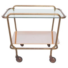 Arturo Pani Modern Mexican Brass Service Bar Trolley Cart, 1950s