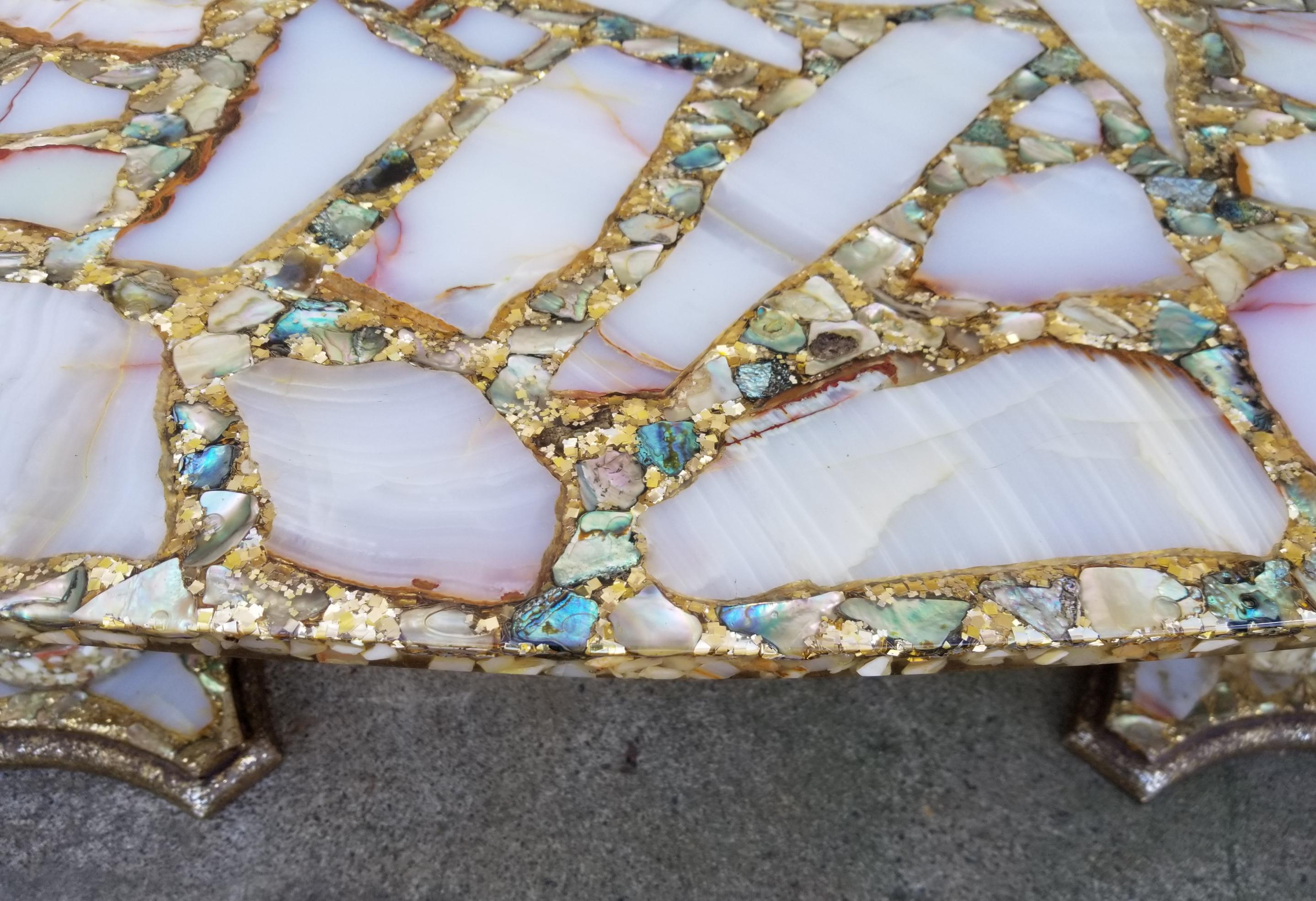 Mexican Arturo Pani Onyx & Abalone Coffee Table