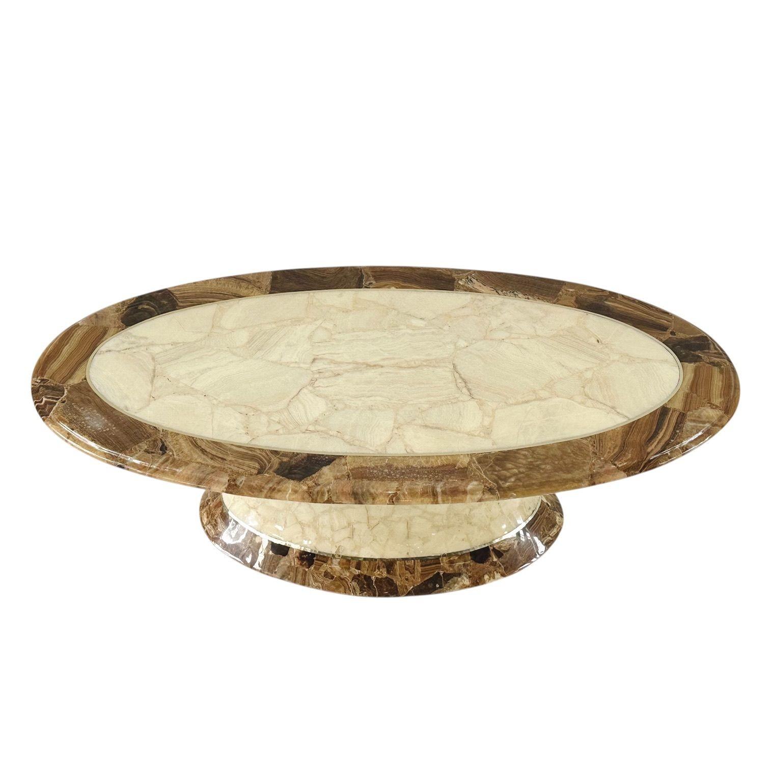 Arturo Pani Onyx Coffee Table for Muller of Mexico, 1879’s.  Original
Measures 14.5” tall 52” wide 28” deep