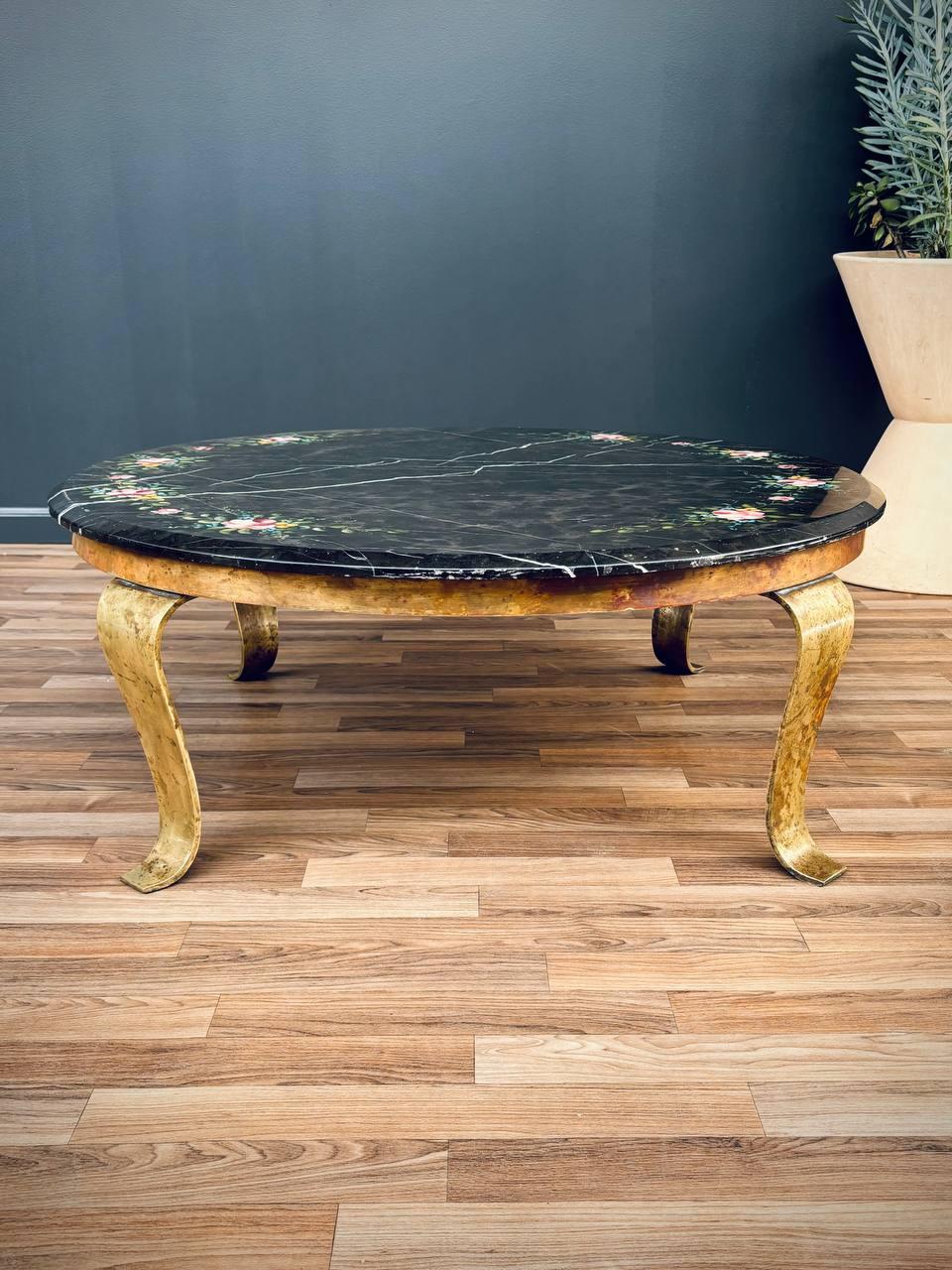Mexican Arturo Pani Painted Onyx & Brass Coffee Table for Guy Muller For Sale