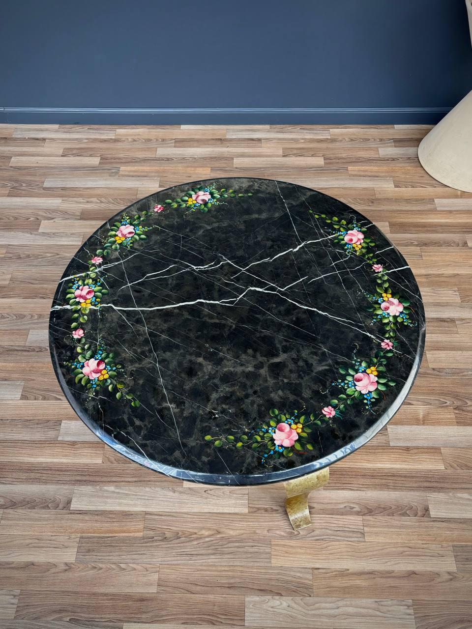 Mexican Arturo Pani Painted Onyx & Brass Coffee Table for Guy Muller