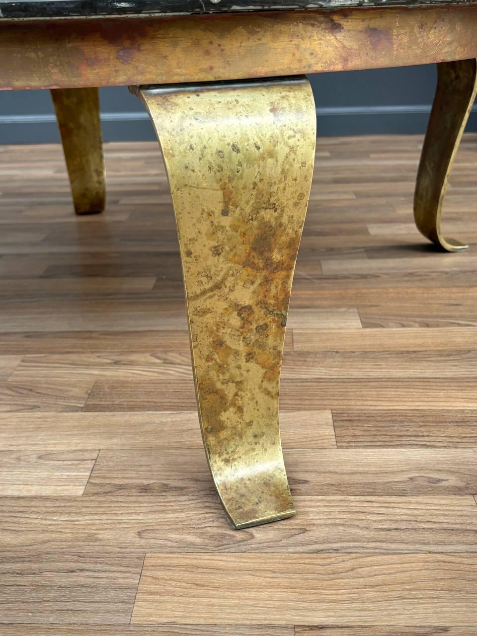 Arturo Pani Painted Onyx & Brass Coffee Table for Guy Muller For Sale 3
