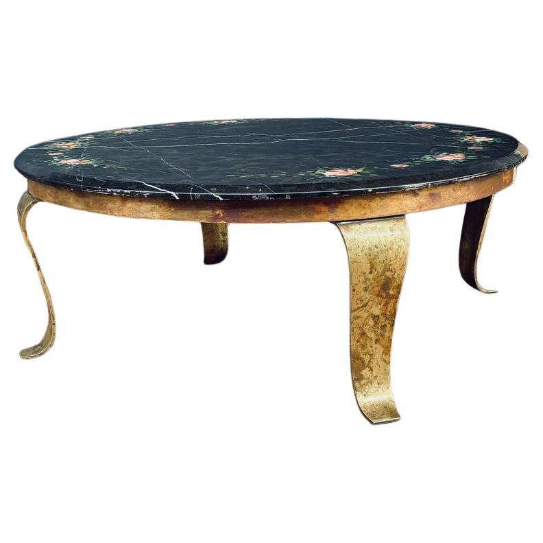 Arturo Pani Painted Onyx & Brass Coffee Table for Guy Muller For Sale