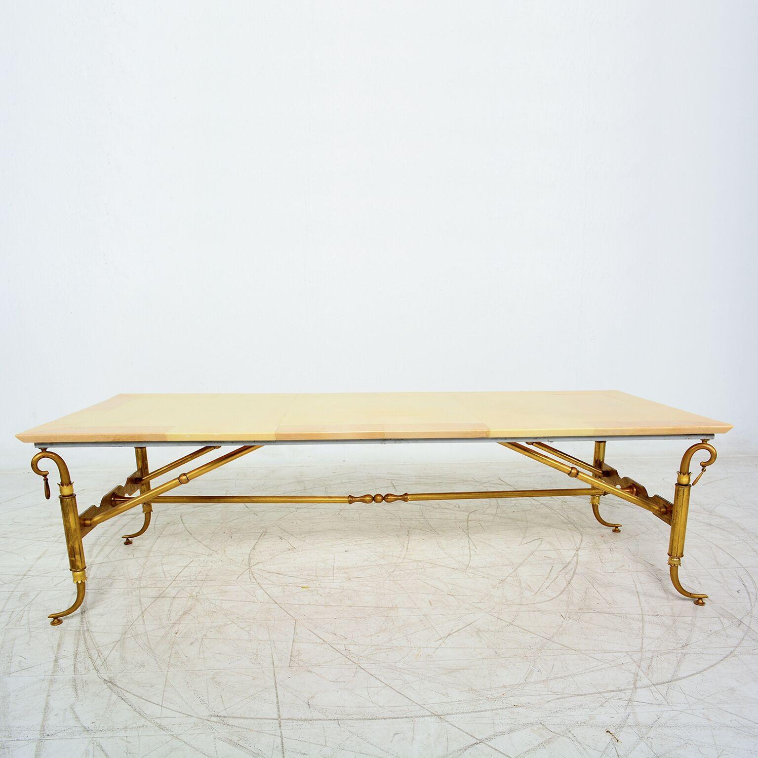 1950s Arturo Pani Sculptural Coffee Table Parchment and Brass Hollywood Regency 1