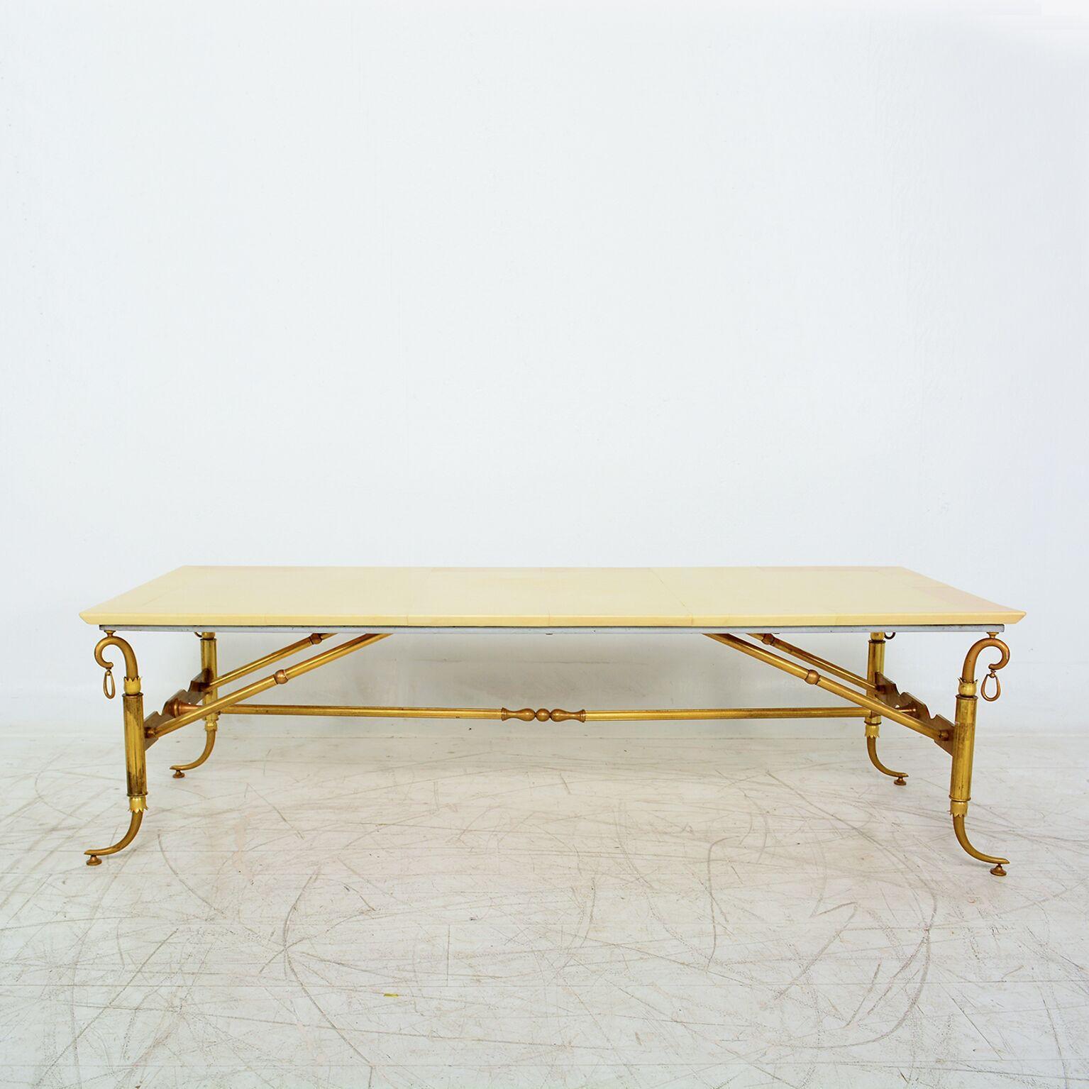 1950s Arturo Pani Sculptural Coffee Table Parchment and Brass Hollywood Regency 2
