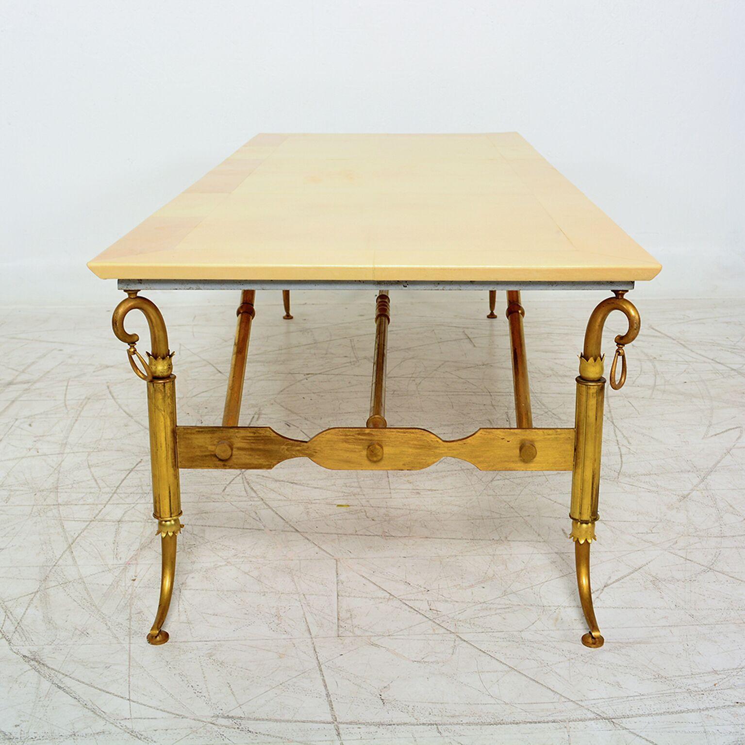 1950s Arturo Pani Sculptural Coffee Table Parchment and Brass Hollywood Regency 4