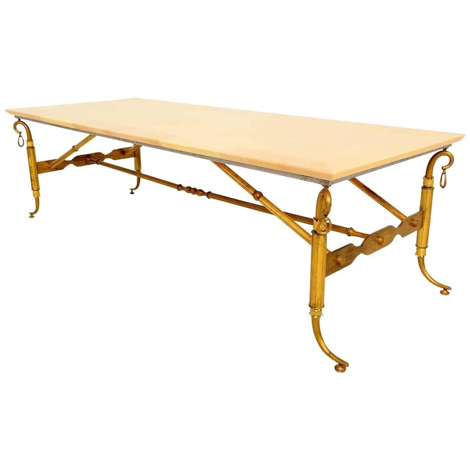 1950s Arturo Pani Sculptural Coffee Table Parchment and Brass Hollywood Regency