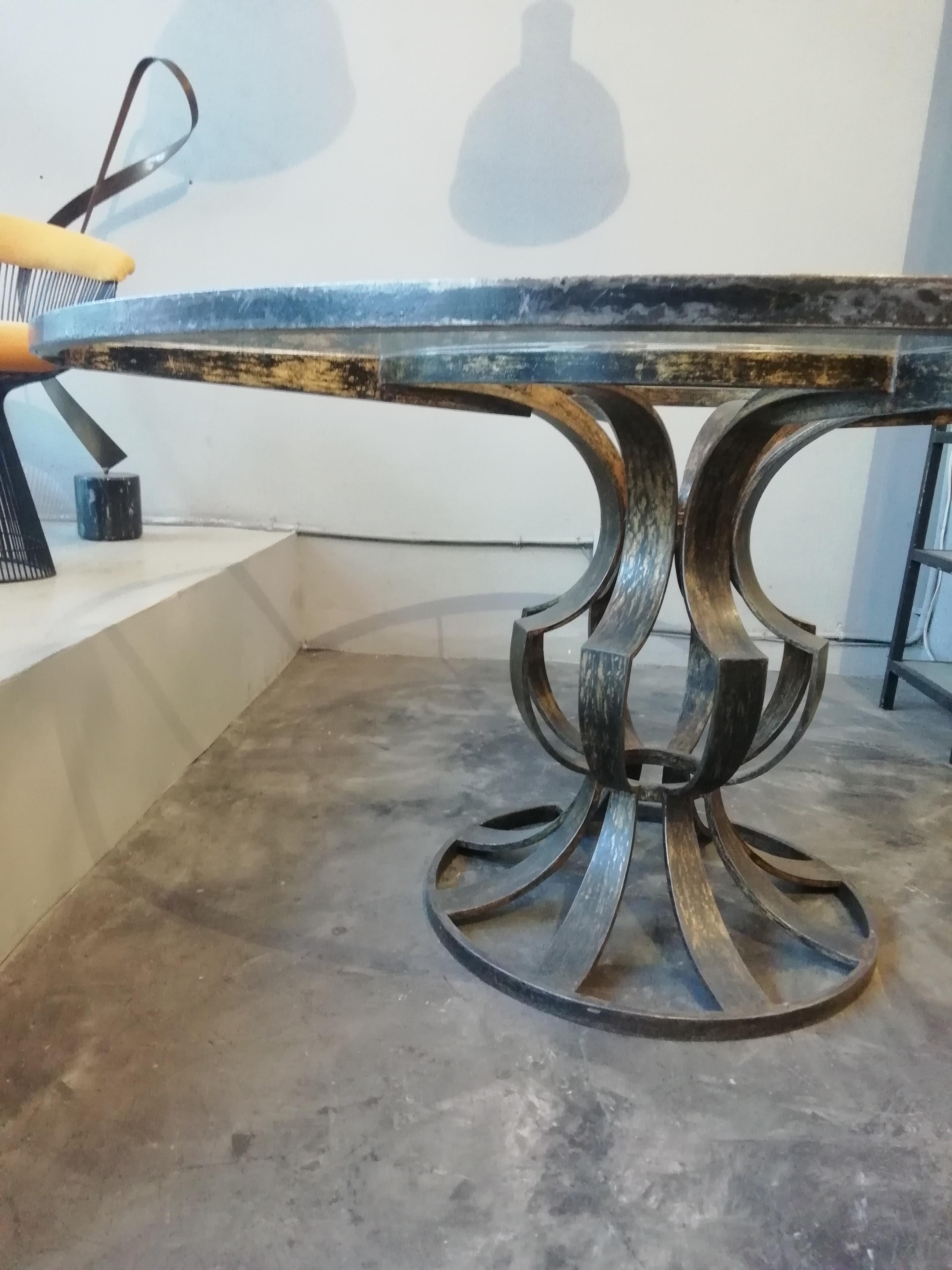Mid-Century Modern Arturo Pani Patinated Steel Round Dining Table