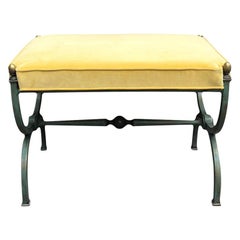 Arturo Pani Patinated Steel Stool with Yellow Upholstery