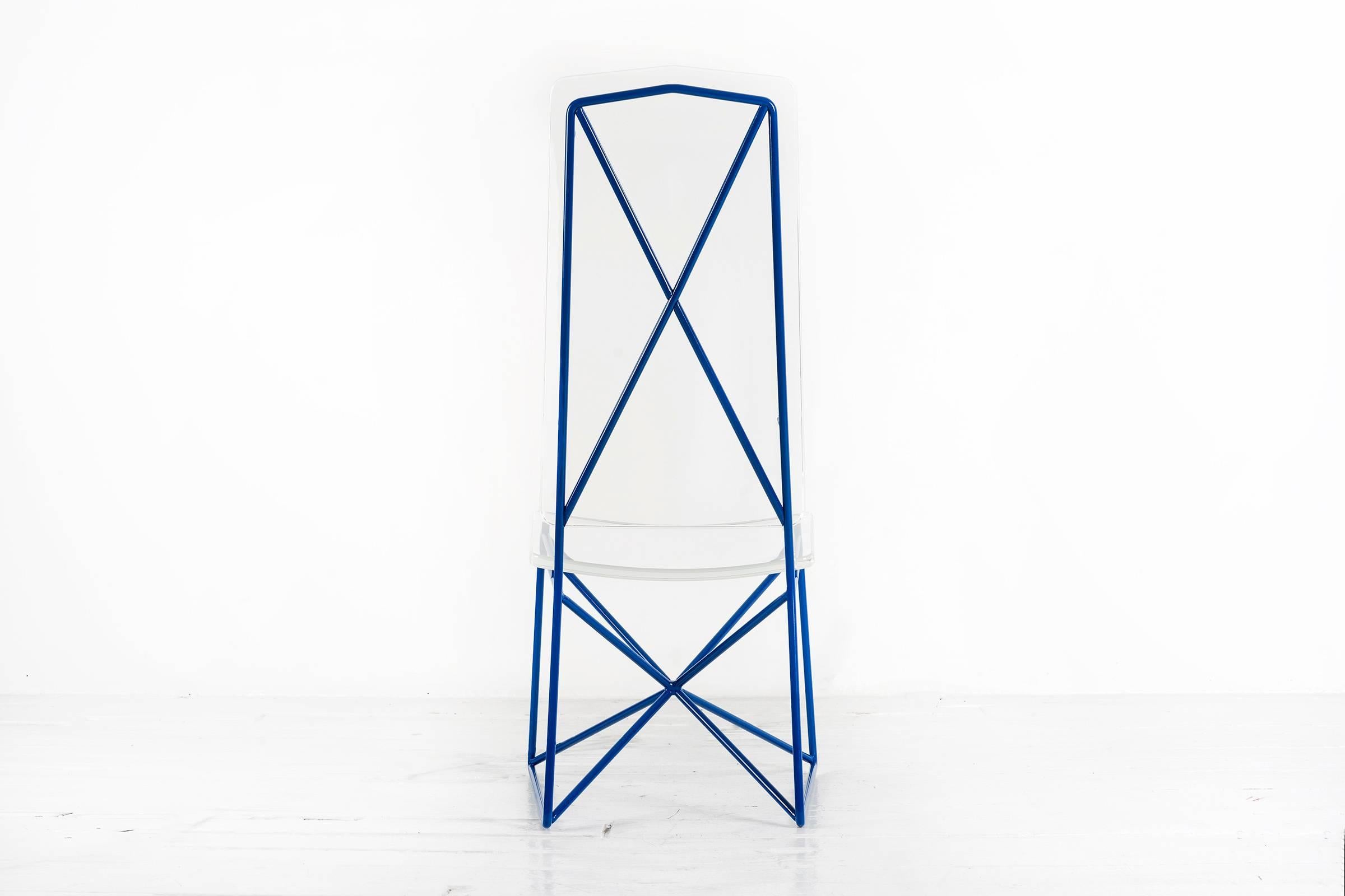 Powder-Coated Arturo Pani Prototype Steel and Lucite Chairs For Sale