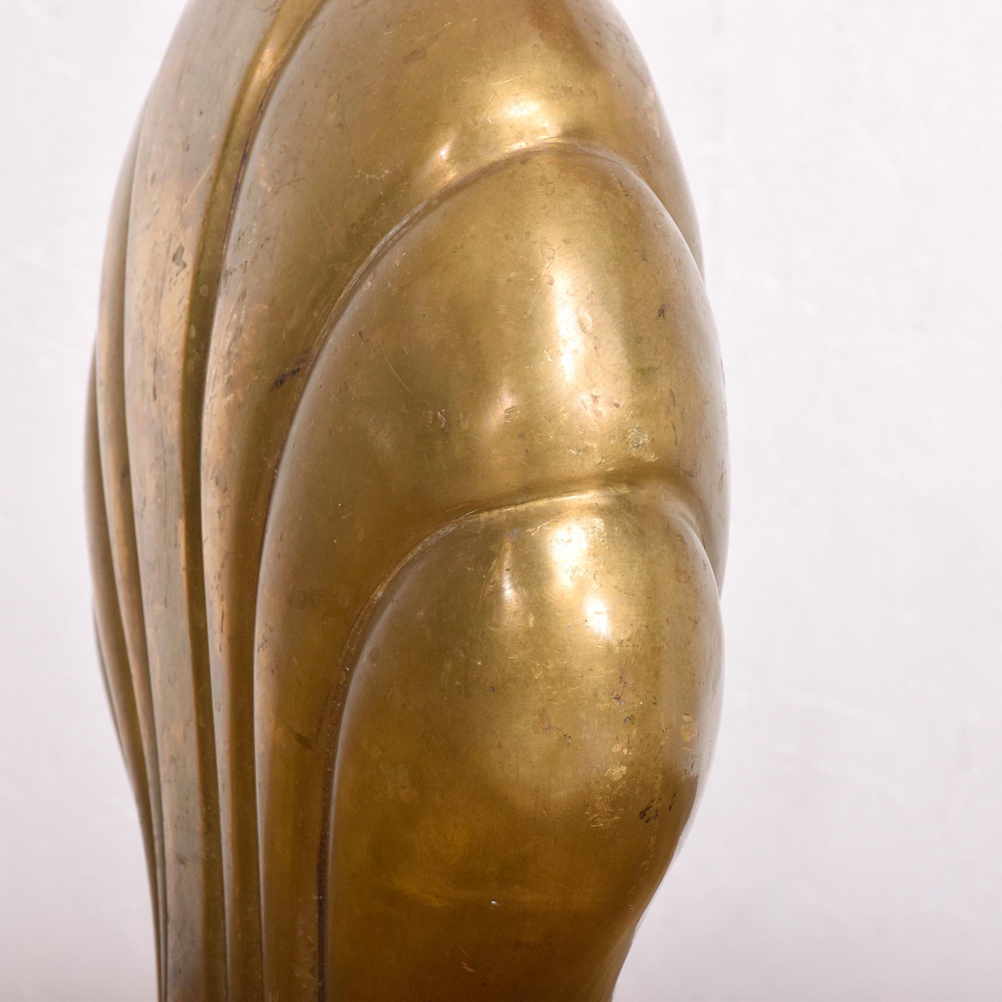 Arturo Pani Regency Seashell Cast Brass Table Lamp Mexico 1940s 3