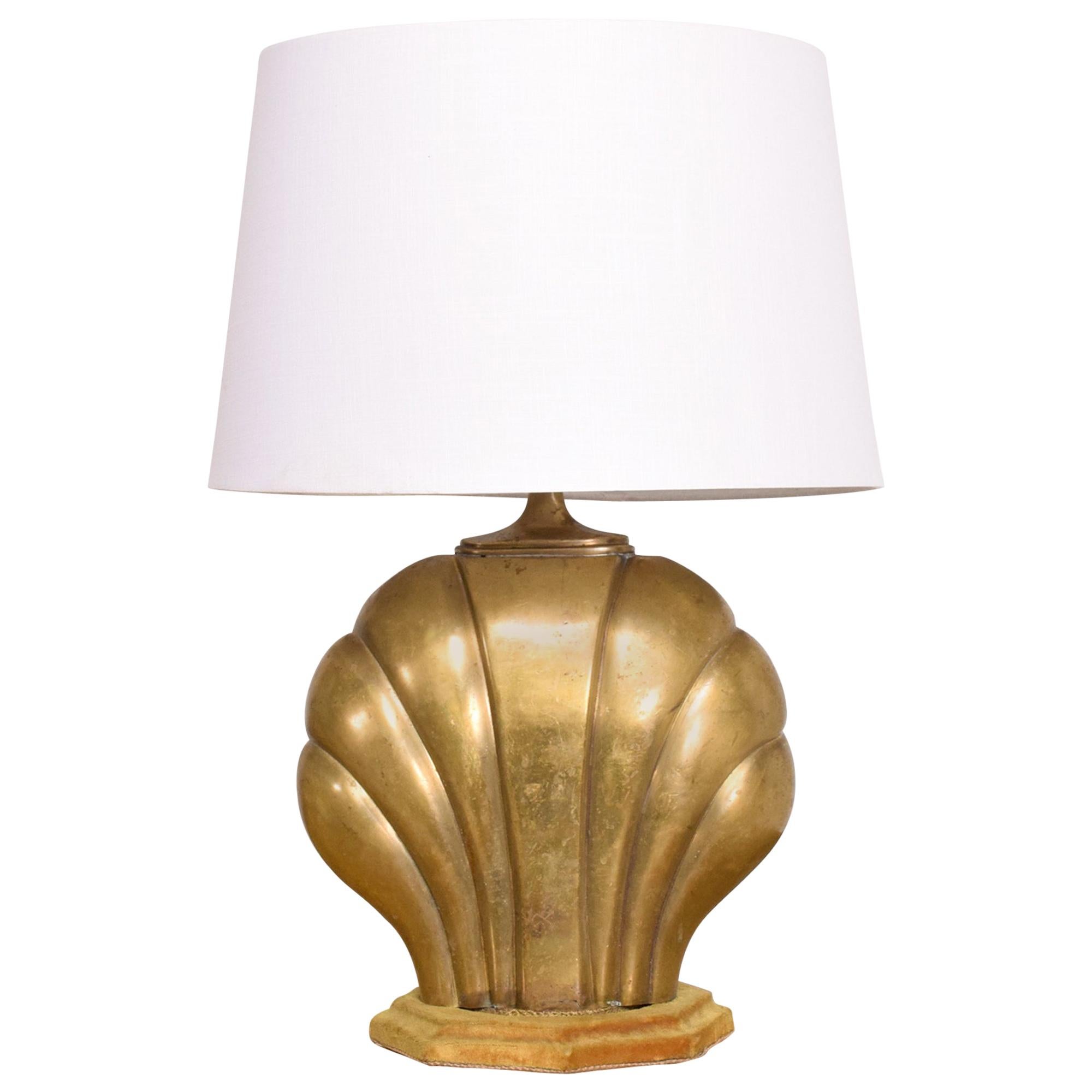 Arturo Pani Regency Seashell Cast Brass Table Lamp Mexico 1940s