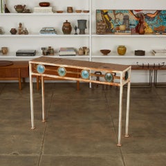 Konsolentisch im Arturo-Pani-Stil mit Kunstglas-Akzenten und Terrazzo-Platte