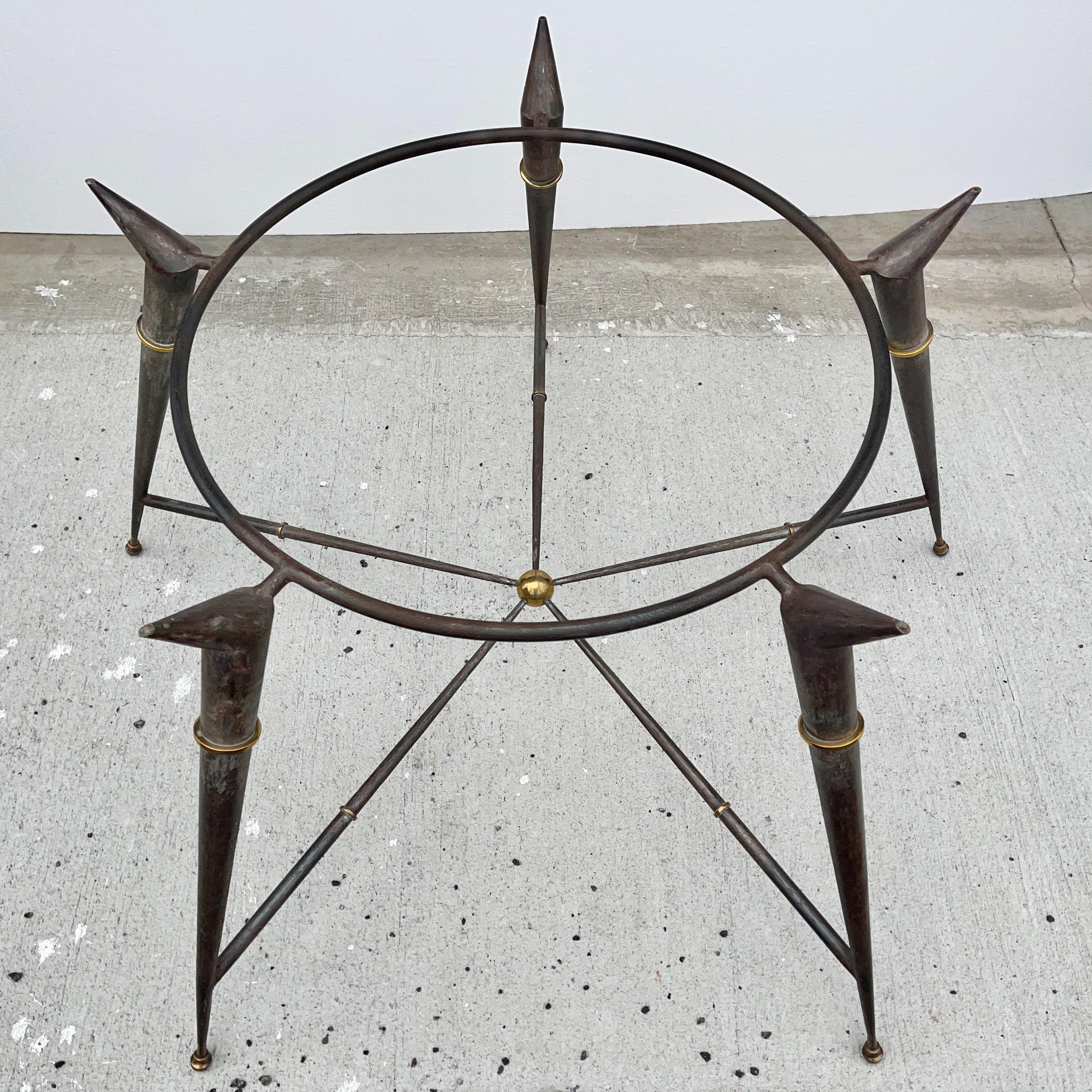 Arturo Pani Style Iron and Brass Round Dining Table For Sale 3