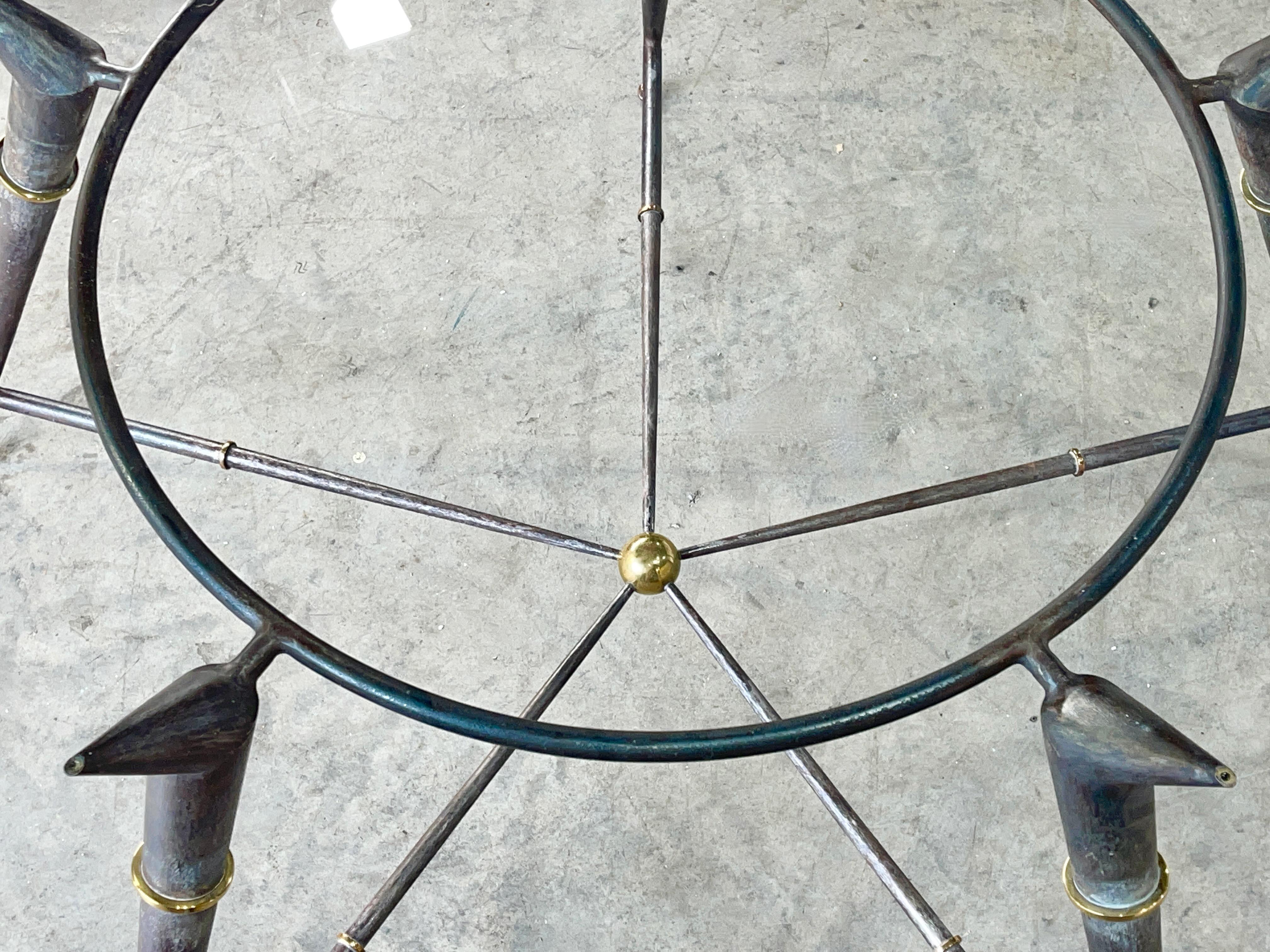 Arturo Pani Style Iron and Brass Round Dining Table For Sale 1